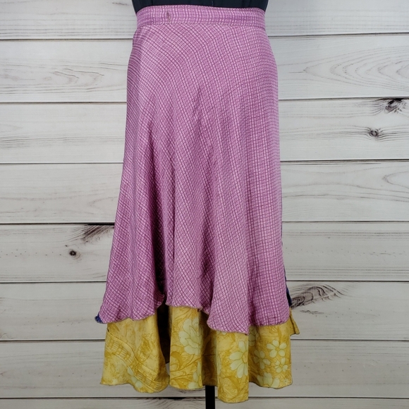 Darn Good Yarn Sari Silk Wrap Skirt Ankle XL/Plus - Picture 2 of 16